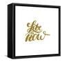 Life is Now - Hand Painted Brush Pen Modern Calligraphy.-Olga Rom-Framed Stretched Canvas