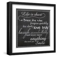 Life Is Short Chalk White-Lauren Gibbons-Framed Art Print