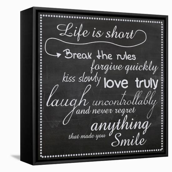 Life Is Short Chalk White-Lauren Gibbons-Framed Stretched Canvas