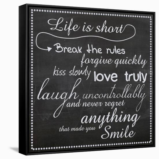 Life Is Short Chalk White-Lauren Gibbons-Framed Stretched Canvas