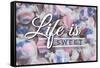 Life is Sweet - Taffy Collage Sentiment (#2)-Lantern Press-Framed Stretched Canvas