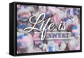 Life is Sweet - Taffy Collage Sentiment (#2)-Lantern Press-Framed Stretched Canvas