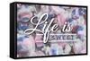 Life is Sweet - Taffy Collage Sentiment (#2)-Lantern Press-Framed Stretched Canvas