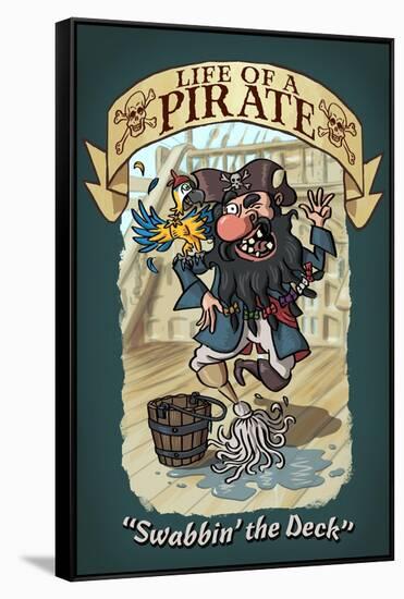 Life of a Pirate - Swabbin' the Deck-Lantern Press-Framed Stretched Canvas