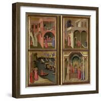 Life of St. Nicholas: Dowry, Bishop of Mira, Resuscitating a Boy, Freeing Mira of Famine-Ambrogio Lorenzetti-Framed Giclee Print