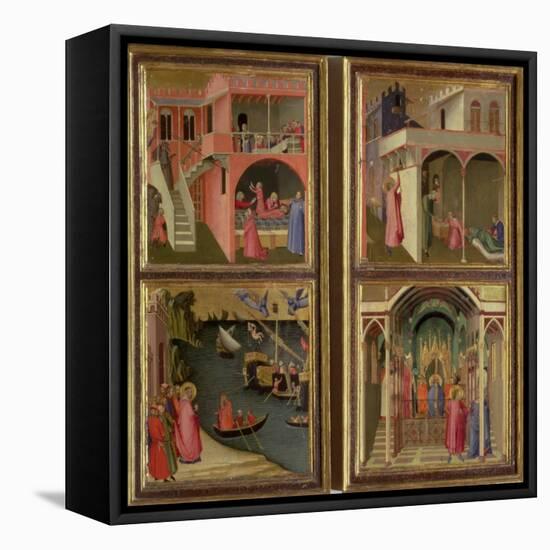 Life of St. Nicholas: Dowry, Bishop of Mira, Resuscitating a Boy, Freeing Mira of Famine-Ambrogio Lorenzetti-Framed Stretched Canvas
