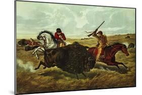Life on the Prairie, the Buffalo Hunt, 1862-Currier & Ives-Mounted Giclee Print