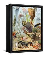 Life on the Sea Floor, Including Crustaceans and Molluscs-null-Framed Stretched Canvas