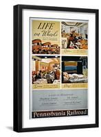 Life on Wheels', Advertisement for the Pennsylvania Railroad-null-Framed Giclee Print