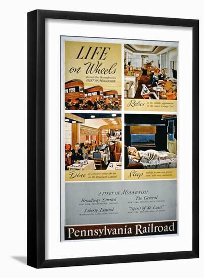 Life on Wheels', Advertisement for the Pennsylvania Railroad-null-Framed Giclee Print