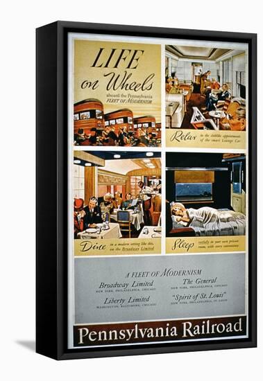 Life on Wheels', Advertisement for the Pennsylvania Railroad-null-Framed Stretched Canvas