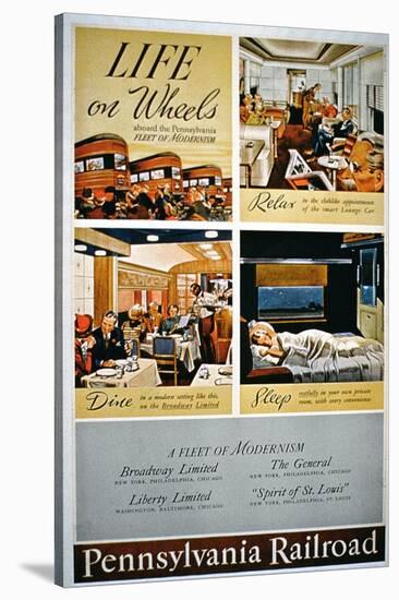 Life on Wheels', Advertisement for the Pennsylvania Railroad-null-Stretched Canvas