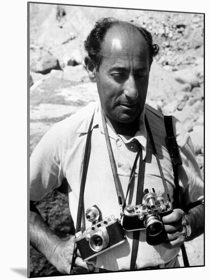 Life Photographer Alfred Eisenstadt Waring Cameras around Neck-Alfred Eisenstaedt-Mounted Premium Photographic Print