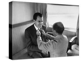 Life Photographer Alfred Eisenstaedt fix Presidential Candidate Richard Nixon's Tie During Campaign-Alfred Eisenstaedt-Stretched Canvas