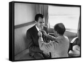 Life Photographer Alfred Eisenstaedt fix Presidential Candidate Richard Nixon's Tie During Campaign-Alfred Eisenstaedt-Framed Stretched Canvas