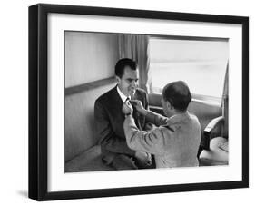 Life Photographer Alfred Eisenstaedt fix Presidential Candidate Richard Nixon's Tie During Campaign-Alfred Eisenstaedt-Framed Photographic Print