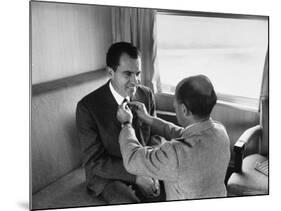 Life Photographer Alfred Eisenstaedt fix Presidential Candidate Richard Nixon's Tie During Campaign-Alfred Eisenstaedt-Mounted Photographic Print