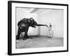 Life Photographer Arthur Schatz with Elephant While Shooting Story on the Franklin Park Zoo-Arthur Schatz-Framed Photographic Print