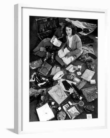 Life Photographer Margret Bourke-White Sitting Amidst Contents of Opened Suitcase-Alfred Eisenstaedt-Framed Premium Photographic Print