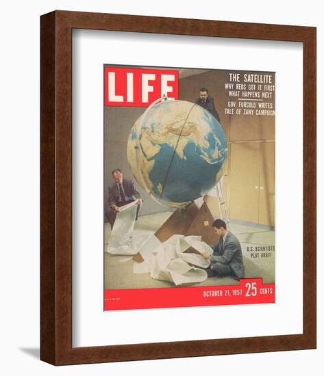 LIFE Plotting Sputnik Orbit-null-Framed Art Print