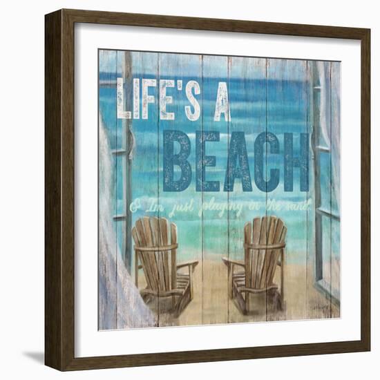 Life's a Beach Weathered Wood Sign-Sam Appleman-Framed Premium Giclee Print