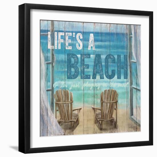 Life's a Beach Weathered Wood Sign-Sam Appleman-Framed Premium Giclee Print