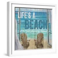 Life's a Beach Weathered Wood Sign-Sam Appleman-Framed Premium Giclee Print