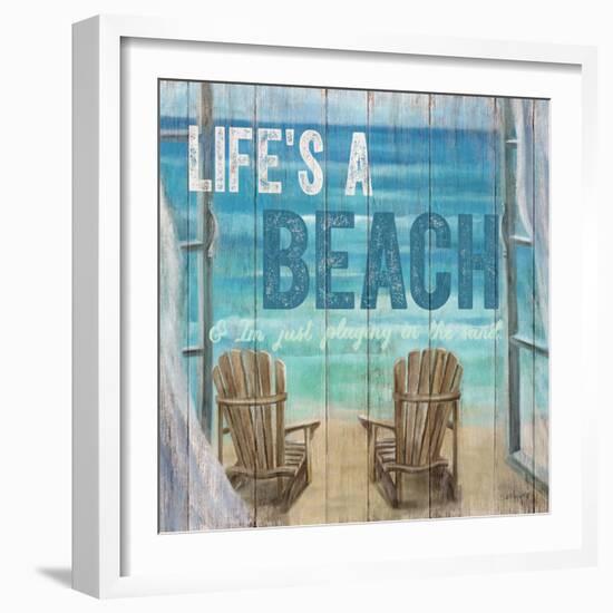 Life's a Beach Weathered Wood Sign-Sam Appleman-Framed Premium Giclee Print