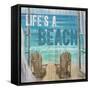 Life's a Beach Weathered Wood Sign-Sam Appleman-Framed Stretched Canvas