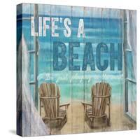 Life's a Beach Weathered Wood Sign-Sam Appleman-Stretched Canvas