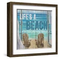 Life's a Beach Weathered Wood Sign-Sam Appleman-Framed Art Print