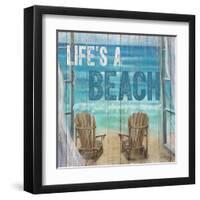 Life's a Beach Weathered Wood Sign-Sam Appleman-Framed Art Print