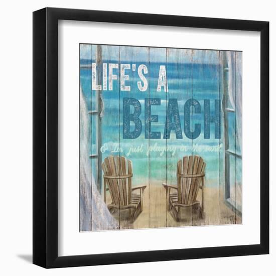 Life's a Beach Weathered Wood Sign-Sam Appleman-Framed Art Print