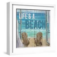 Life's a Beach Weathered Wood Sign-Sam Appleman-Framed Art Print