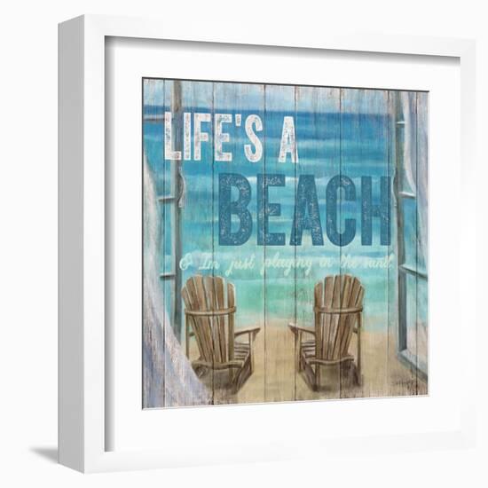 Life's a Beach Weathered Wood Sign-Sam Appleman-Framed Art Print