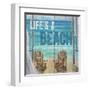 Life's a Beach Weathered Wood Sign-Sam Appleman-Framed Art Print