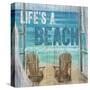 Life's a Beach Weathered Wood Sign-Sam Appleman-Stretched Canvas