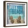 Life's a Beach Weathered Wood Sign-Sam Appleman-Framed Art Print