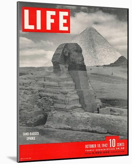 LIFE - Sand-bagged Sphinx 1942-null-Mounted Art Print