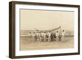 Life Saving Crew with Boat, Ocean View Beach, Oregon-null-Framed Art Print