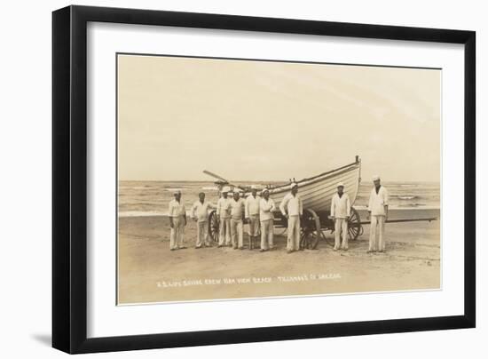 Life Saving Crew with Boat, Ocean View Beach, Oregon-null-Framed Art Print