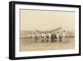 Life Saving Crew with Boat, Ocean View Beach, Oregon-null-Framed Art Print