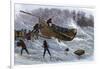 Life-Saving Service Launching a Lifeboat in Heavy Seas, New Jersey, 1870s-null-Framed Giclee Print