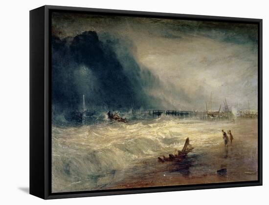 Lifeboat and Manby Apparatus Going off to a Stranded Vessel Making Signal of Distress, circa 1831-J. M. W. Turner-Framed Stretched Canvas