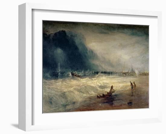 Lifeboat and Manby Apparatus Going off to a Stranded Vessel Making Signal of Distress, circa 1831-J. M. W. Turner-Framed Giclee Print