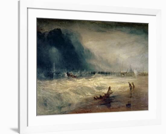 Lifeboat and Manby Apparatus Going off to a Stranded Vessel Making Signal of Distress, circa 1831-J. M. W. Turner-Framed Giclee Print