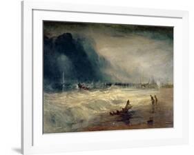 Lifeboat and Manby Apparatus Going off to a Stranded Vessel Making Signal of Distress, circa 1831-J. M. W. Turner-Framed Giclee Print