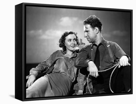 Lifeboat by Alfred Hitchcock with Mary anderson and Hume Cronyn, 1944 (b/w photo)-null-Framed Stretched Canvas