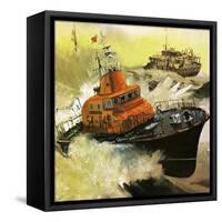 Lifeboat Rescue-English School-Framed Stretched Canvas