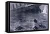 Lifeboats in the Freezing Choppy Waters Frantically Row Away from the Doomed Wreck of the Titanic-null-Framed Stretched Canvas